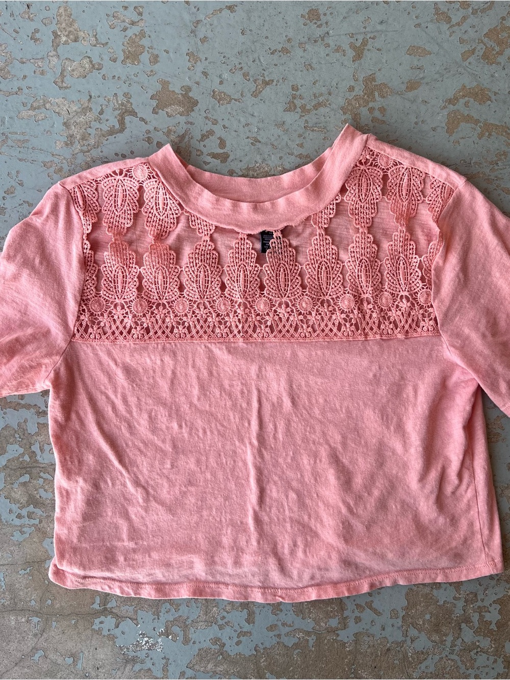 Rue 21 Pink Lace Yoke Crop Top